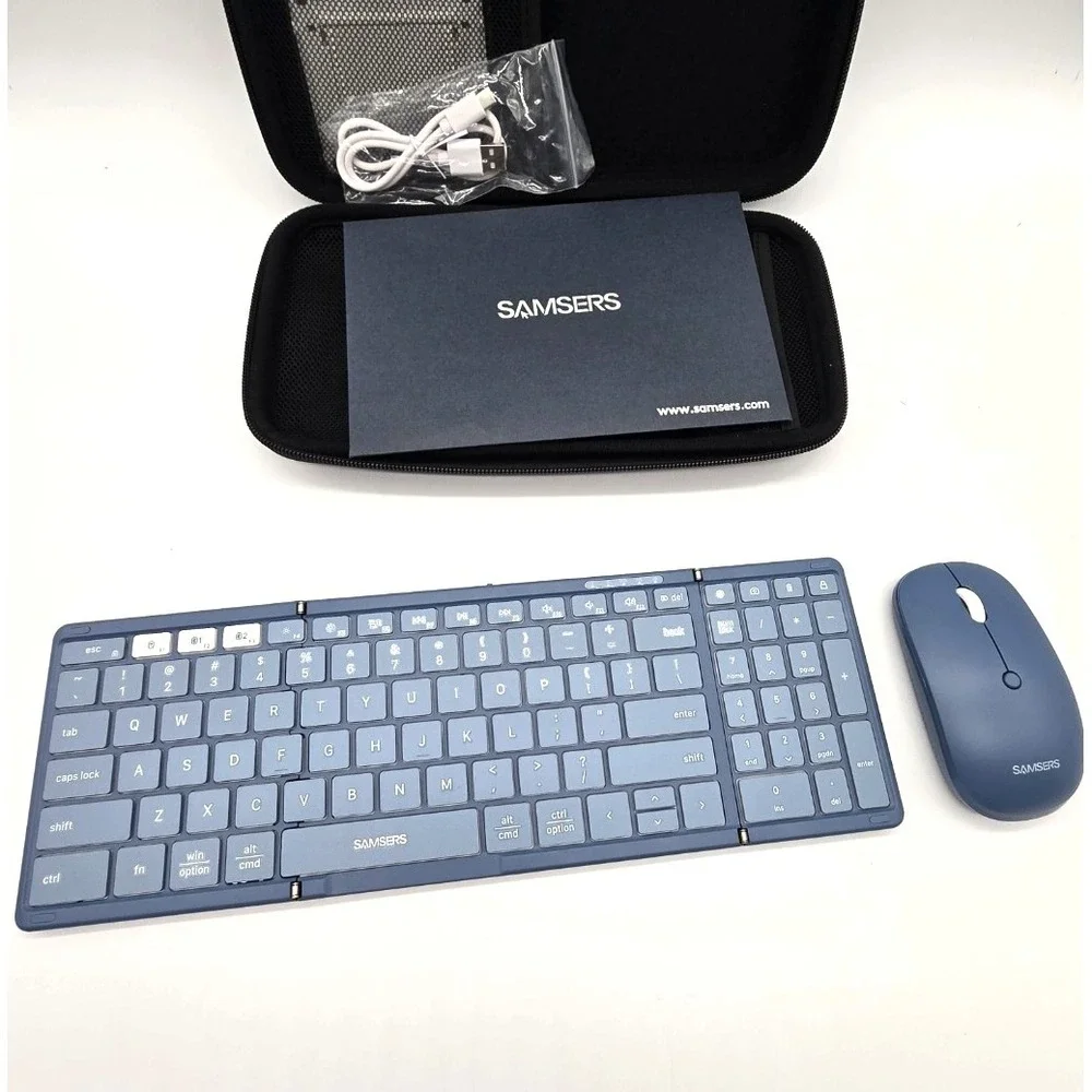 Samsers Foldable Bluetooth Keyboard Mouse Combo 2.4G‎ BT5 Travel Full Size